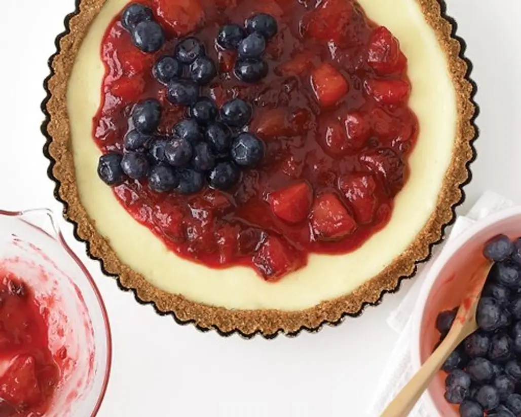 Red, White, and Blueberry Cheesecake Tart