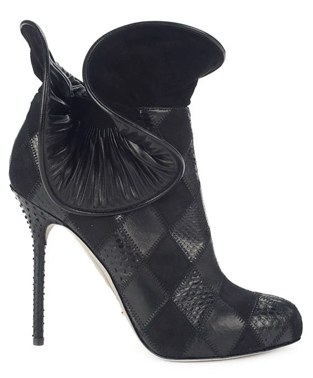 Black Ruffle Bootie by Sergio Rossi