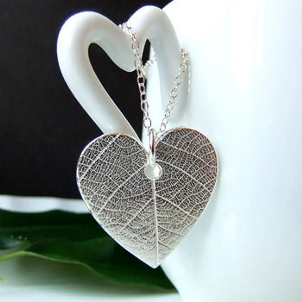 Dawn Mist Leaf Heart Pendant