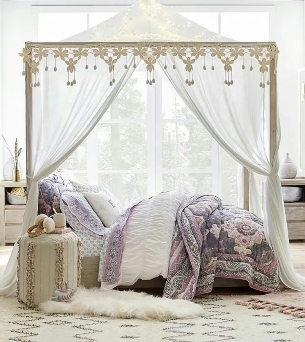 bed frame, furniture, bed, interior design, window treatment,