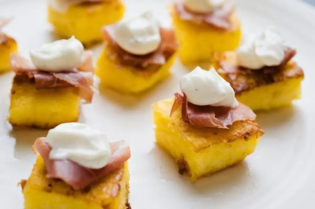 Grits Cakes with Country Ham and Bourbon Mayonnaise