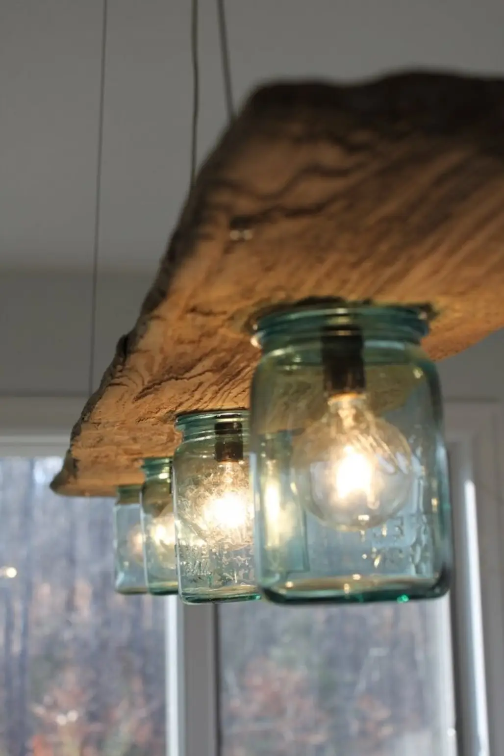 Driftwood and Antique Jar Hanging Light