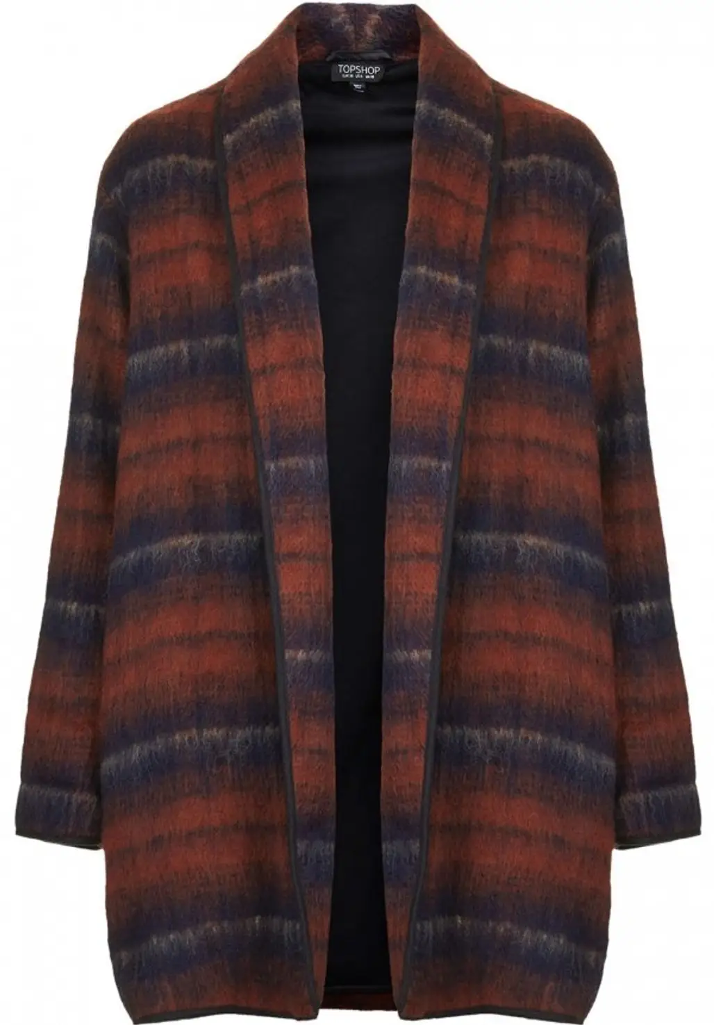 Topshop Fluffy Striped Wool Duster Jacket