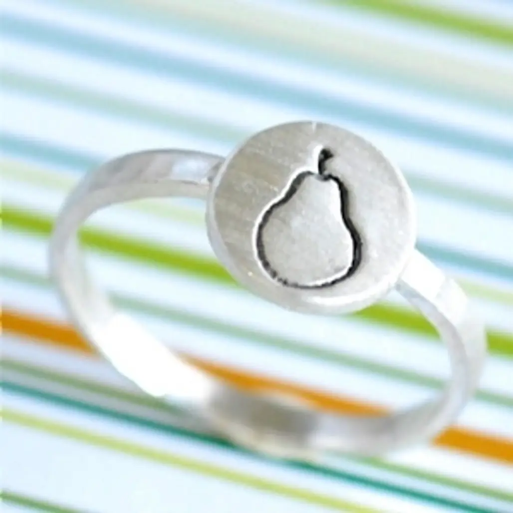 Silver Pear Stacking Ring