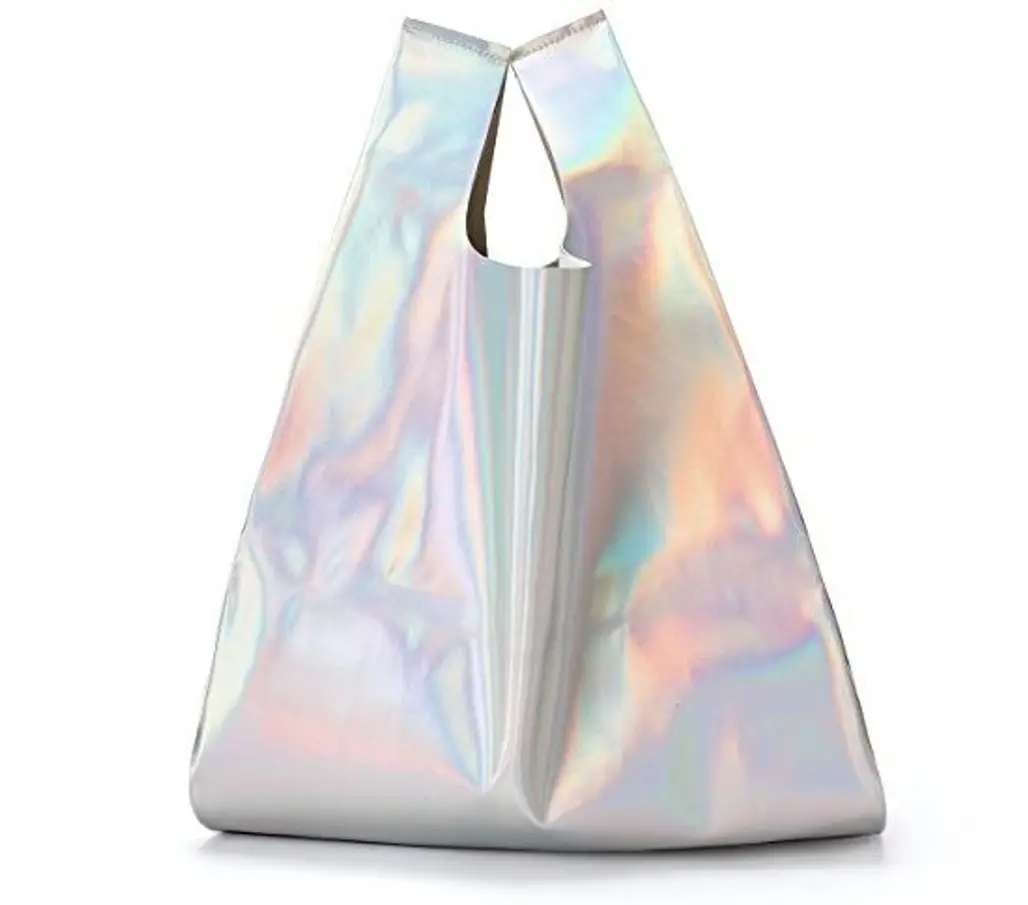 Hologram Pu Leather Tote, Silver