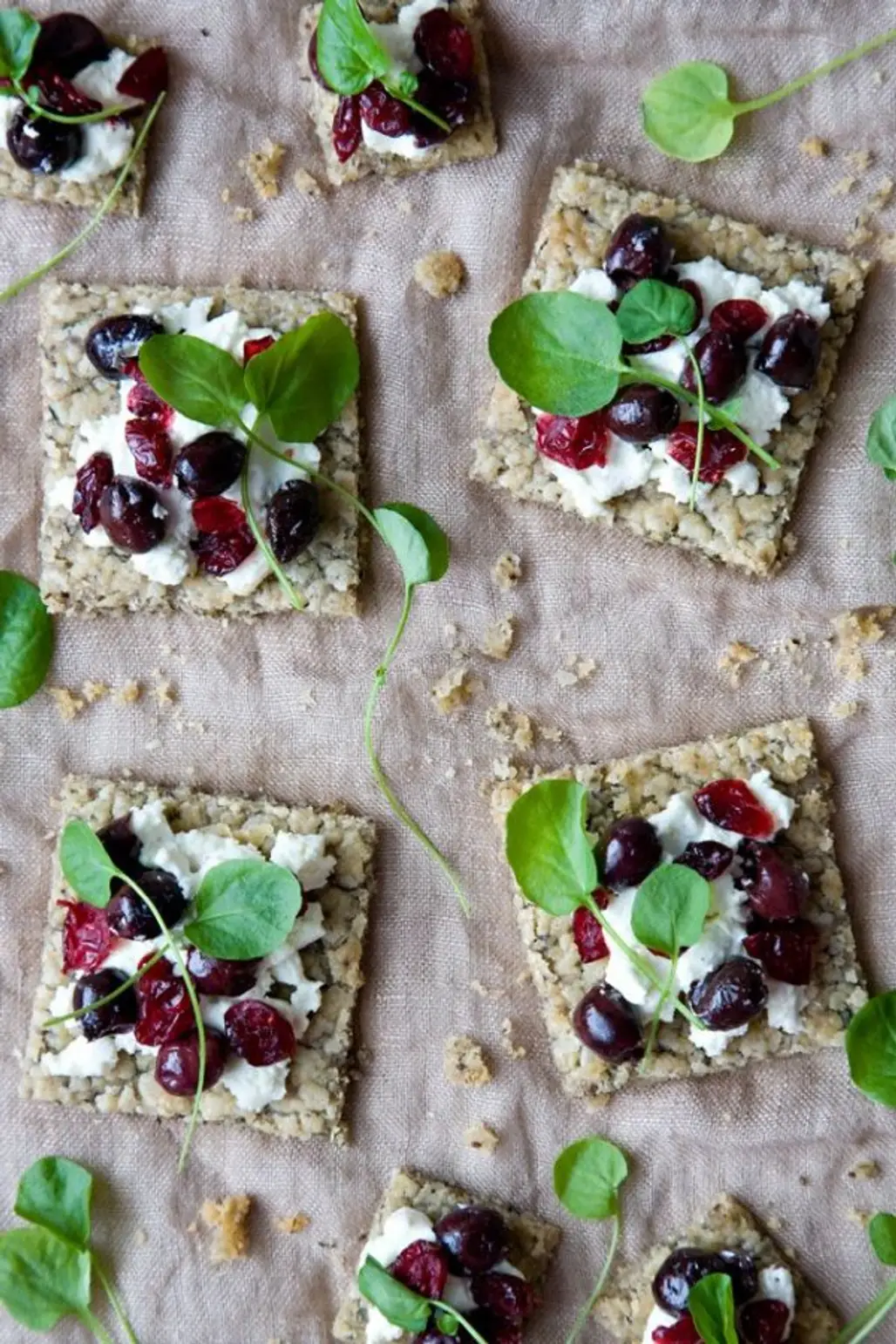 Goat Cheese, Olive, and Cranberry Tartines