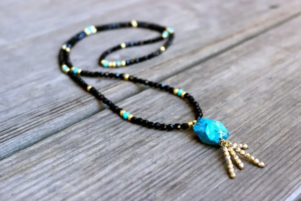 Beaded Necklace / Wrap Bracelet with Turquoise