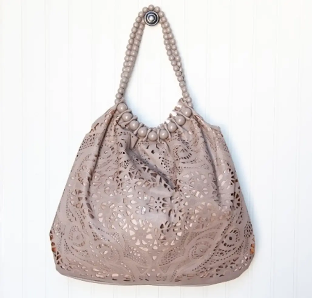 Lily Lace Taupe Beaded Purse
