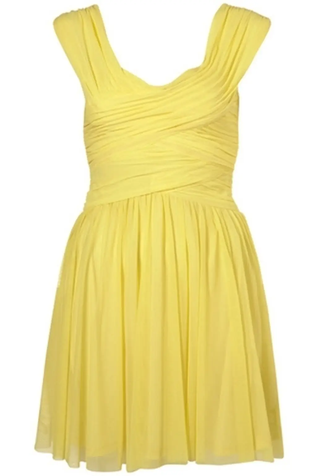Topshop Yellow Cami Ruch Mesh Dress