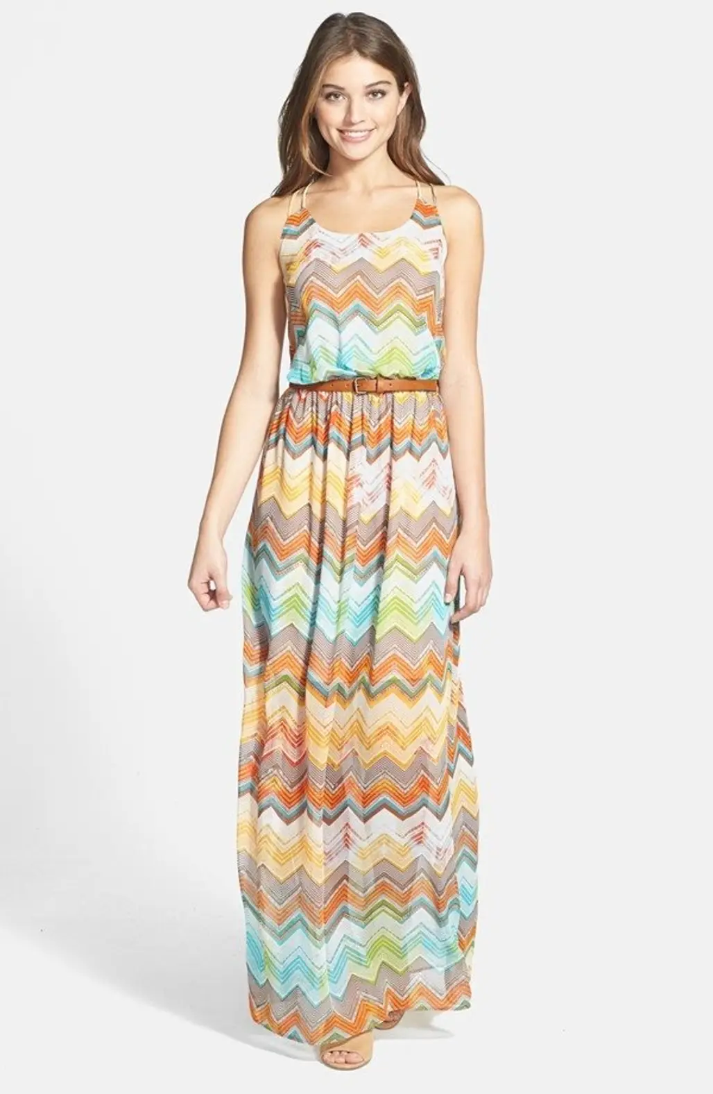 ‘Jackie’ Zigzag Stripe Sleeveless Maxi Dress