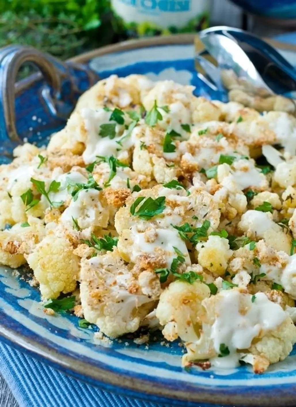 Oven Roasted Cauliflower with Crunchy Topping