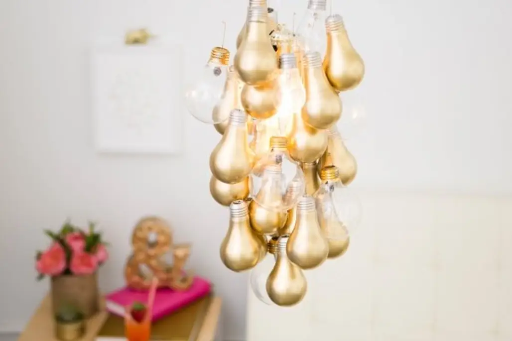 Gold-dipped Light Bulb Chandelier