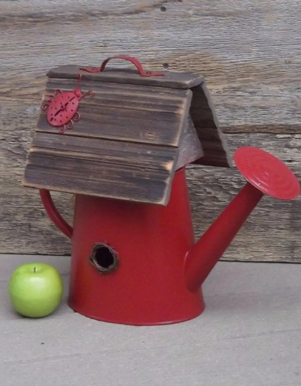 Red Watering Can Birdhouse