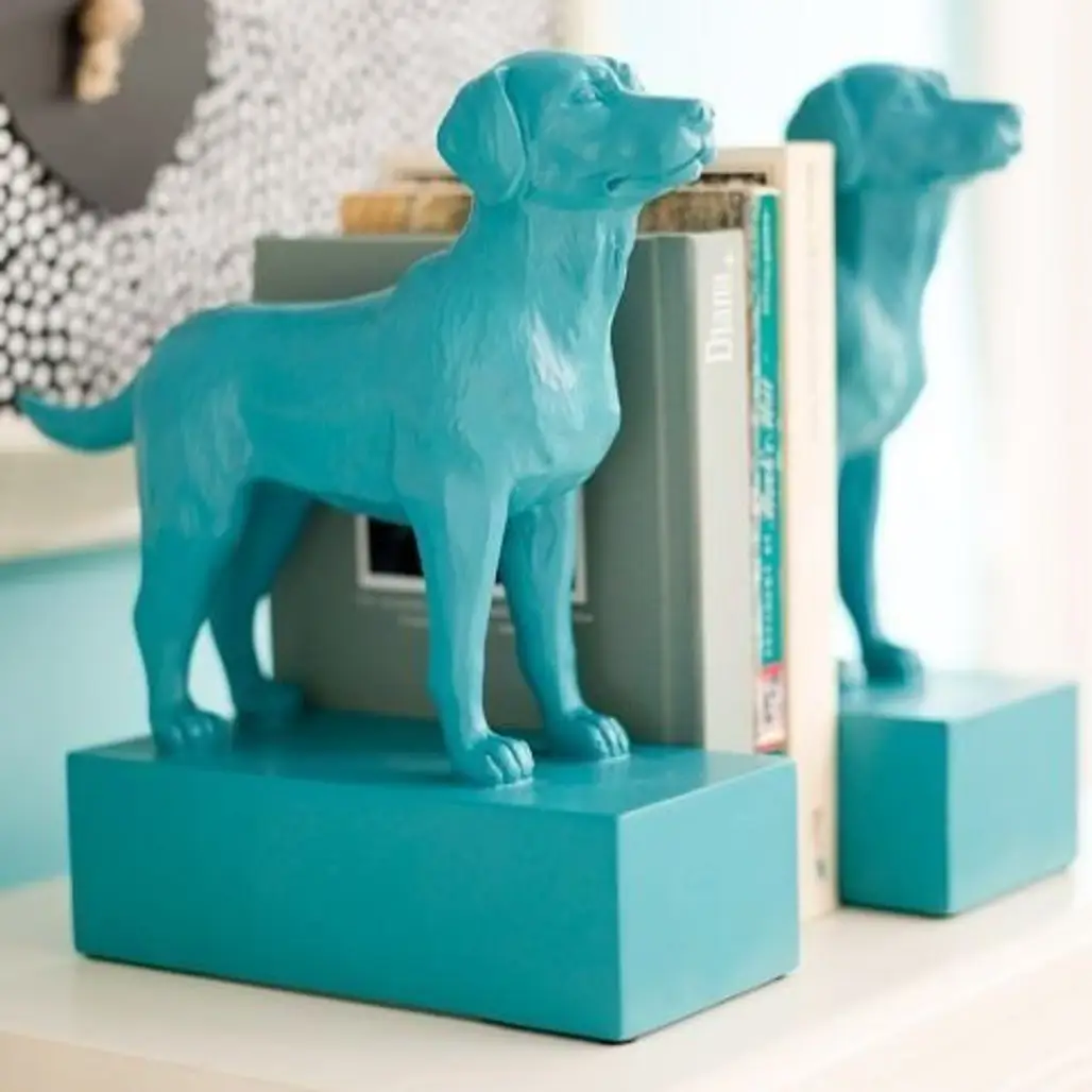 Toys Glued to Wood Blocks and Spray Painted for Fun Book Ends