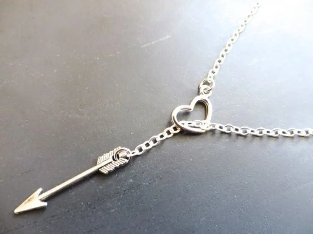 Cupid Arrow Heart Lariat Necklace