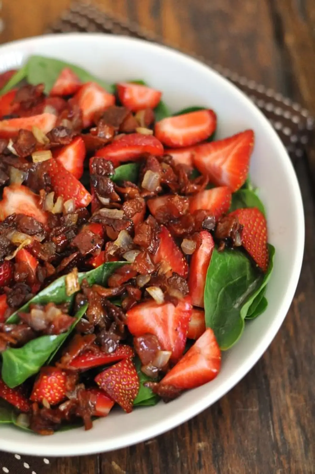 STRAWBERRY SPINACH SALAD with WARM BACON DRESSING
