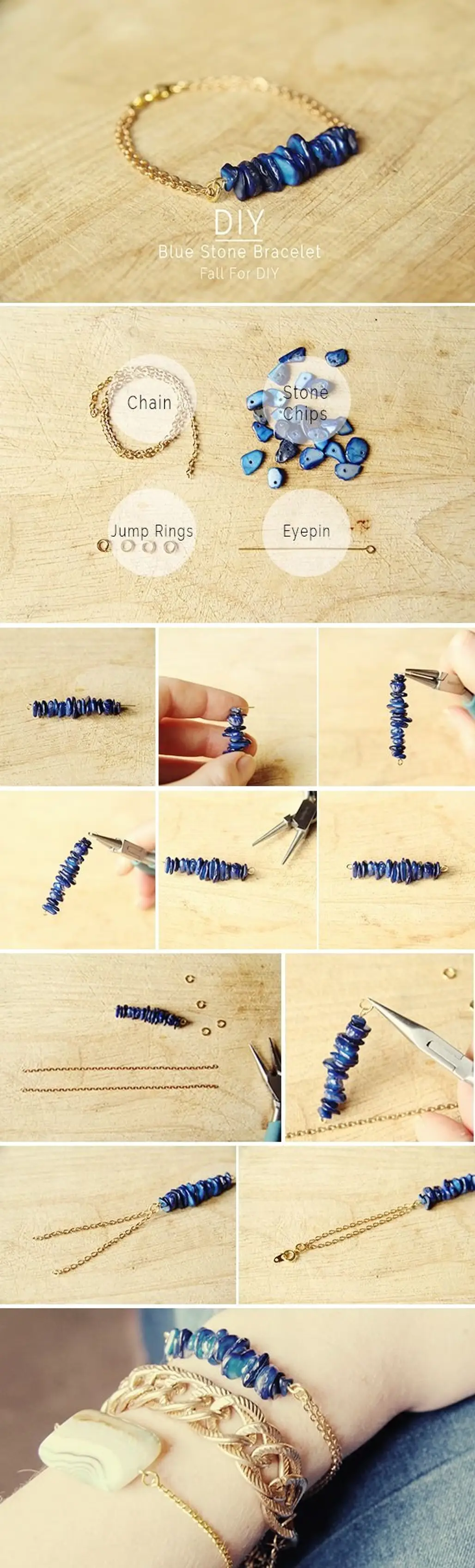 DIY Blue Stone Bracelet
