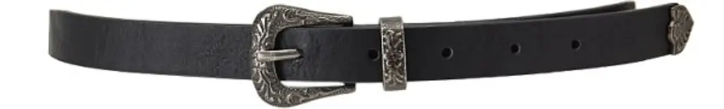 Etched-Buckle Faux Leather Belt