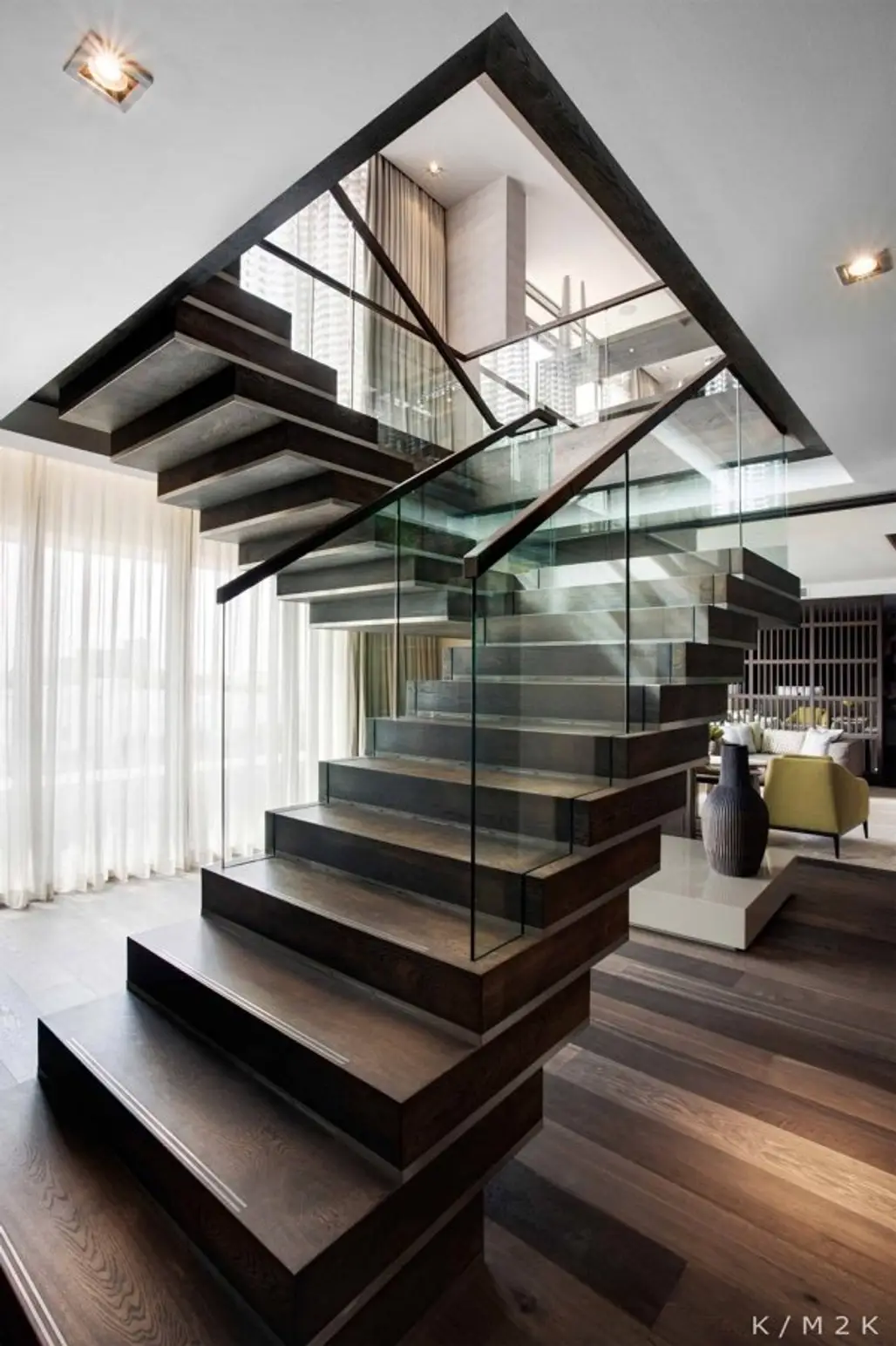 Glass and Wood Stairs