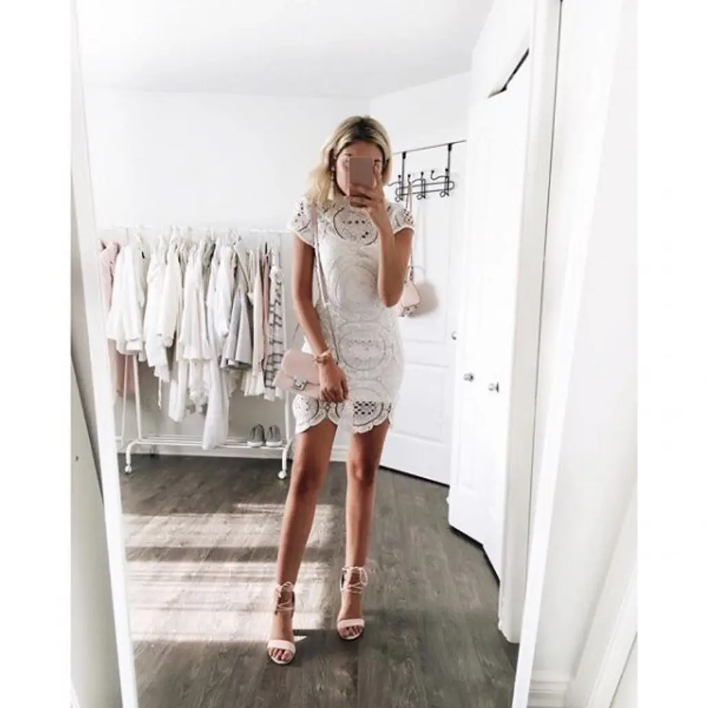 white, clothing, dress, sleeve, cocktail dress,
