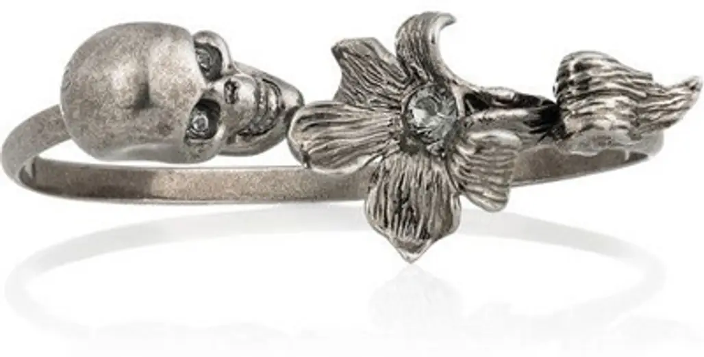 Alexander McQueen Swarovski Crystal Flower and Skull Bracelet
