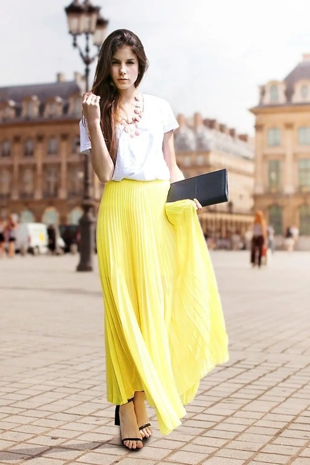 PLeated Yellow Maxi Skirt