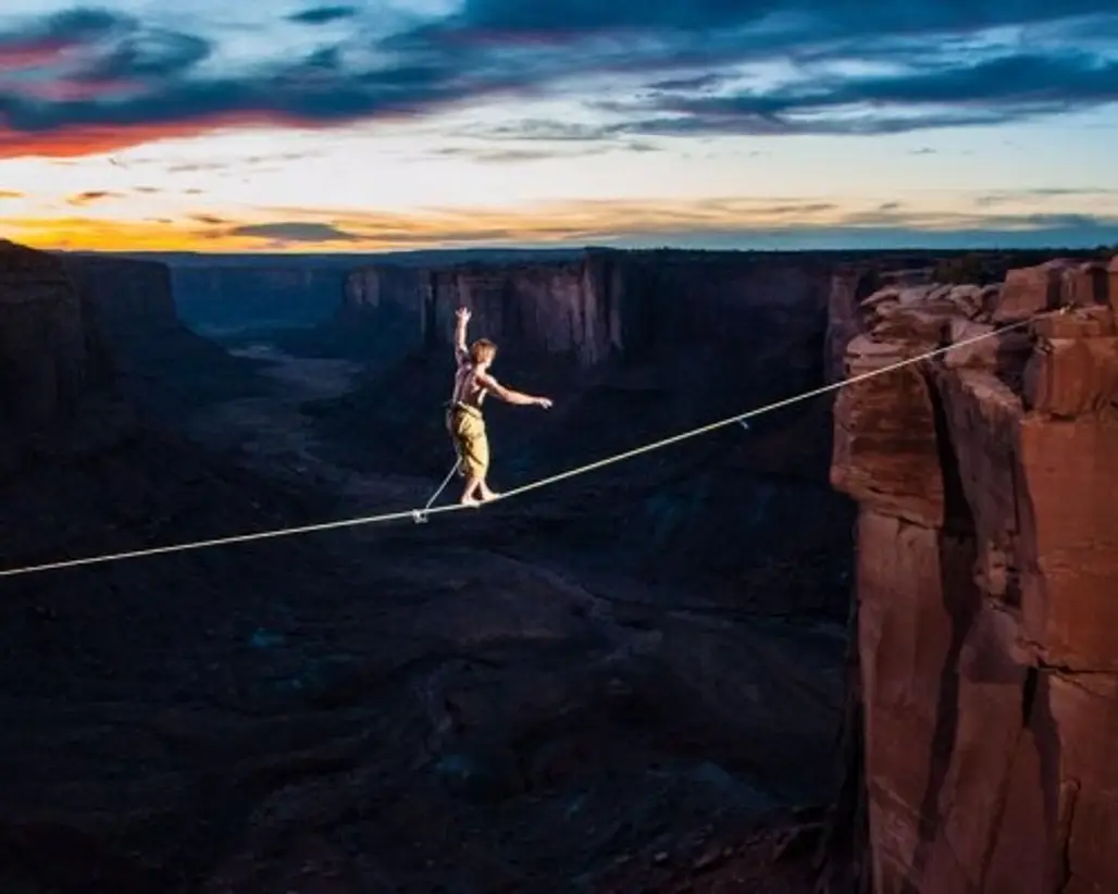 Highline above a Canyon in the USA
