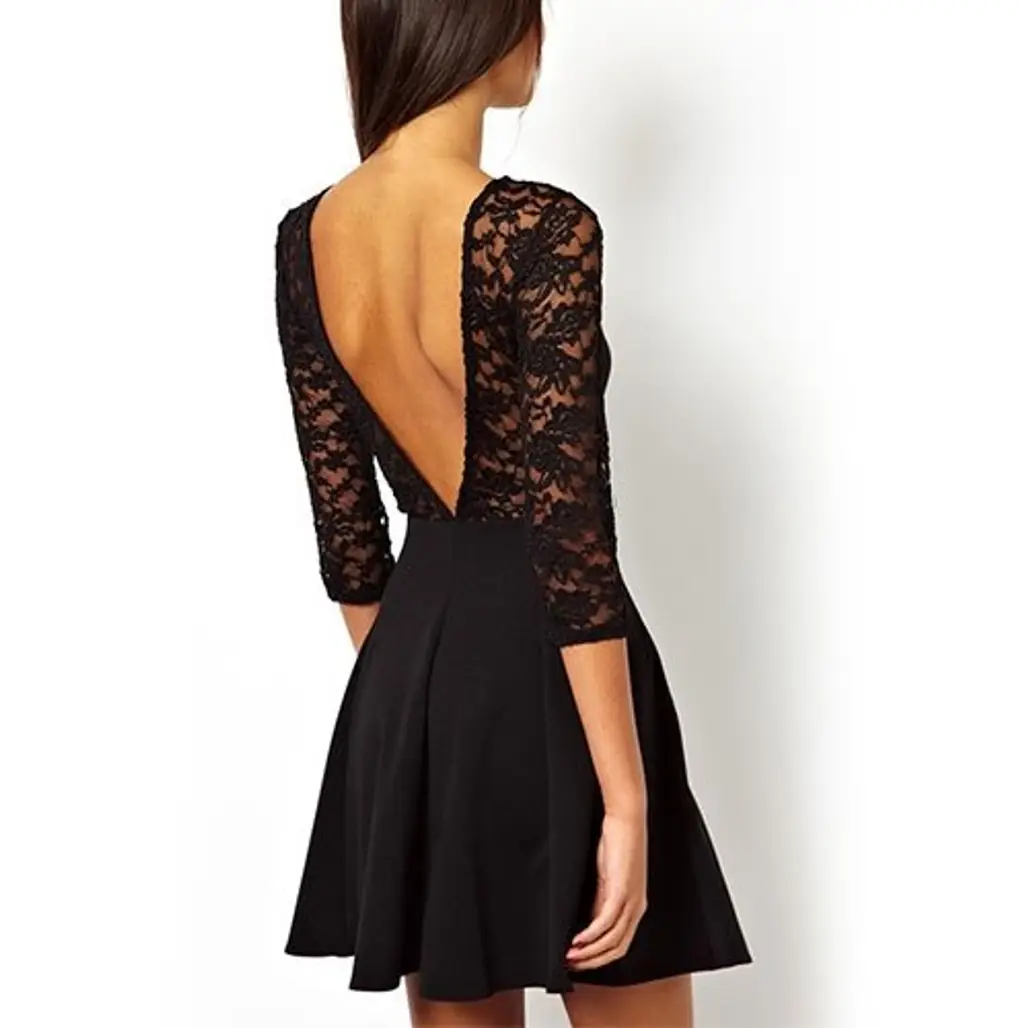 Plunge-V Back Cutout Lace Dress from PGFANCY