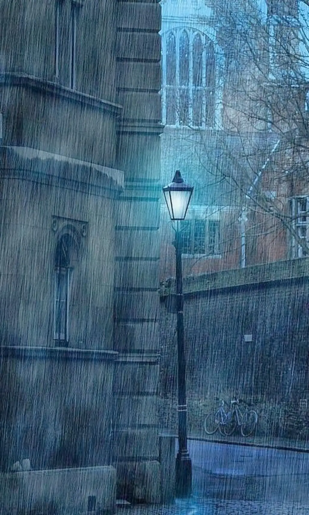 Winter Rain in Cambridge England
