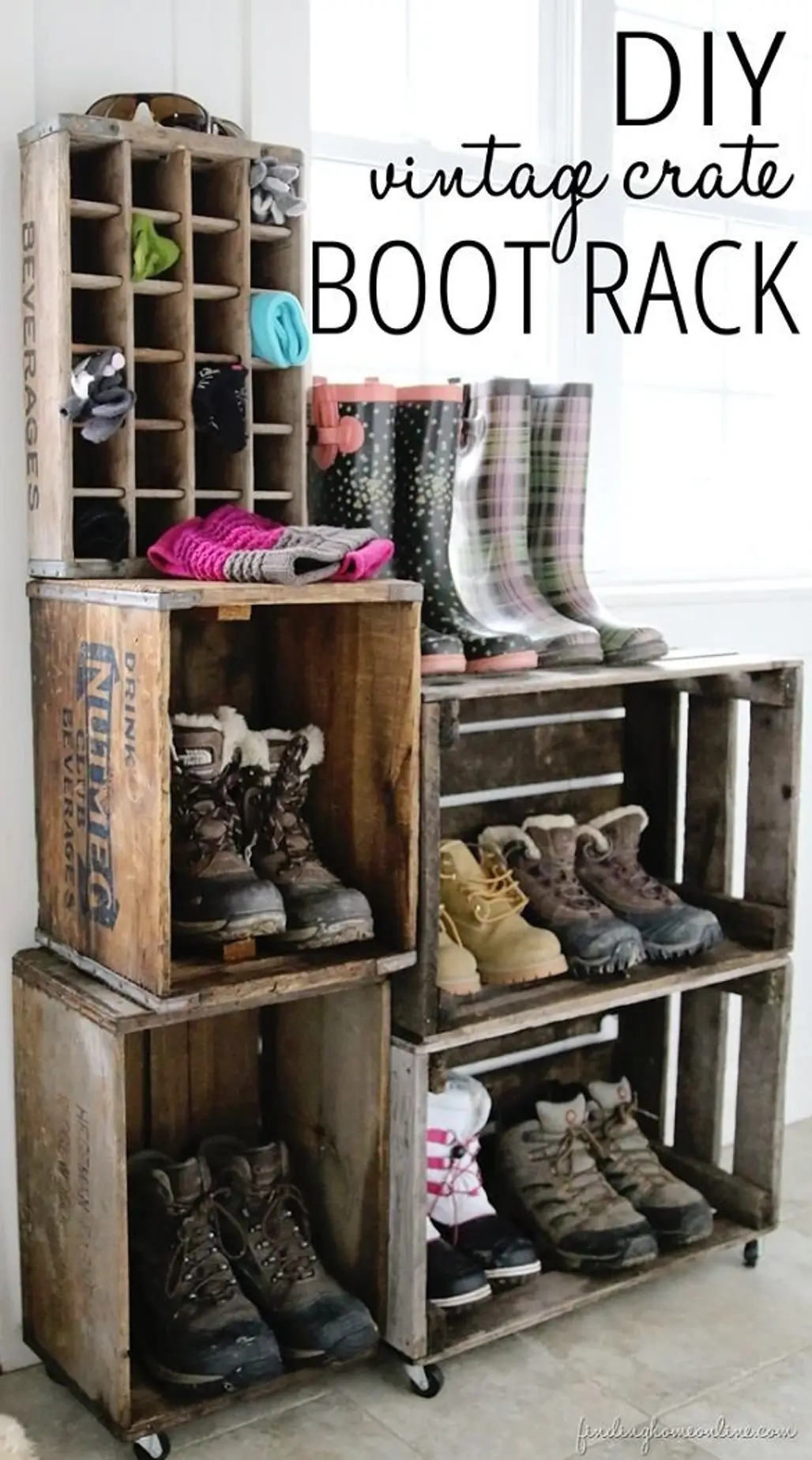 DIY Crate Boot and Shoe Rack