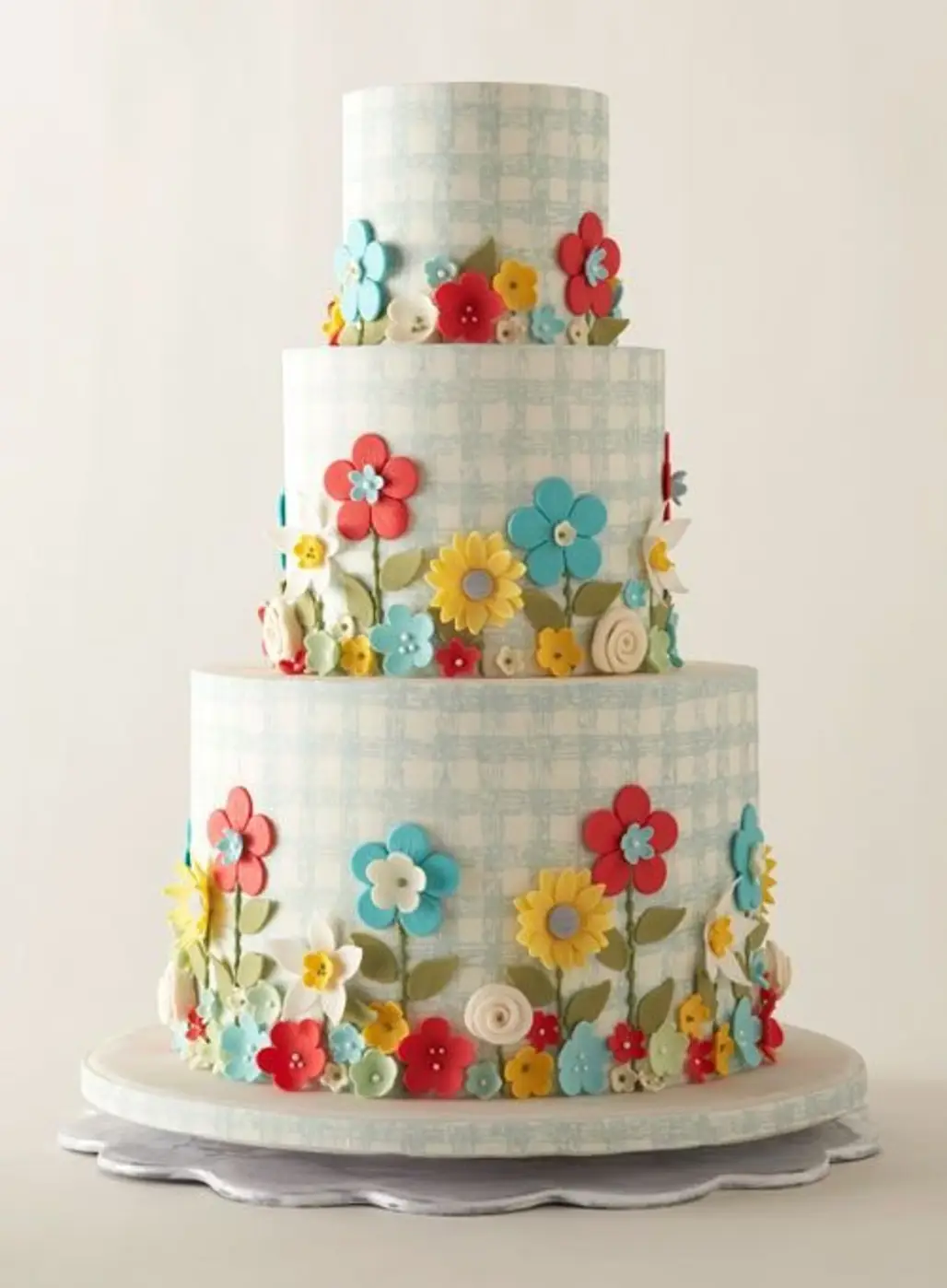 Checkered Pattern and Colorful Floral Border