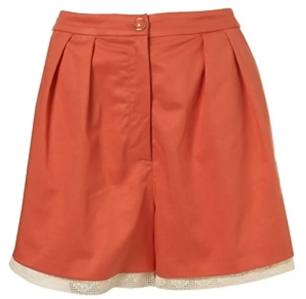 Topshop Coral Lace Trim Shorts