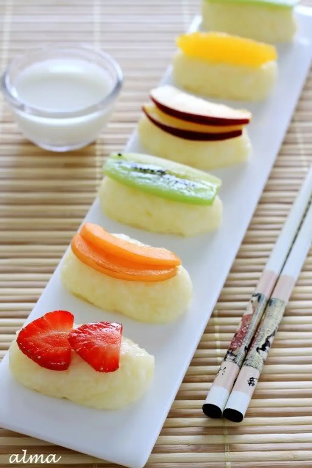 Fruit Sushi with Coconut Cream Dip