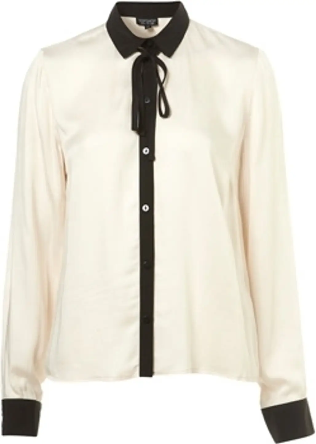Topshop Cream Contrast Long Sleeve Shirt