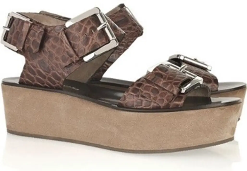 Michael Kors Crocodile-Effect Leather Platform Sandals
