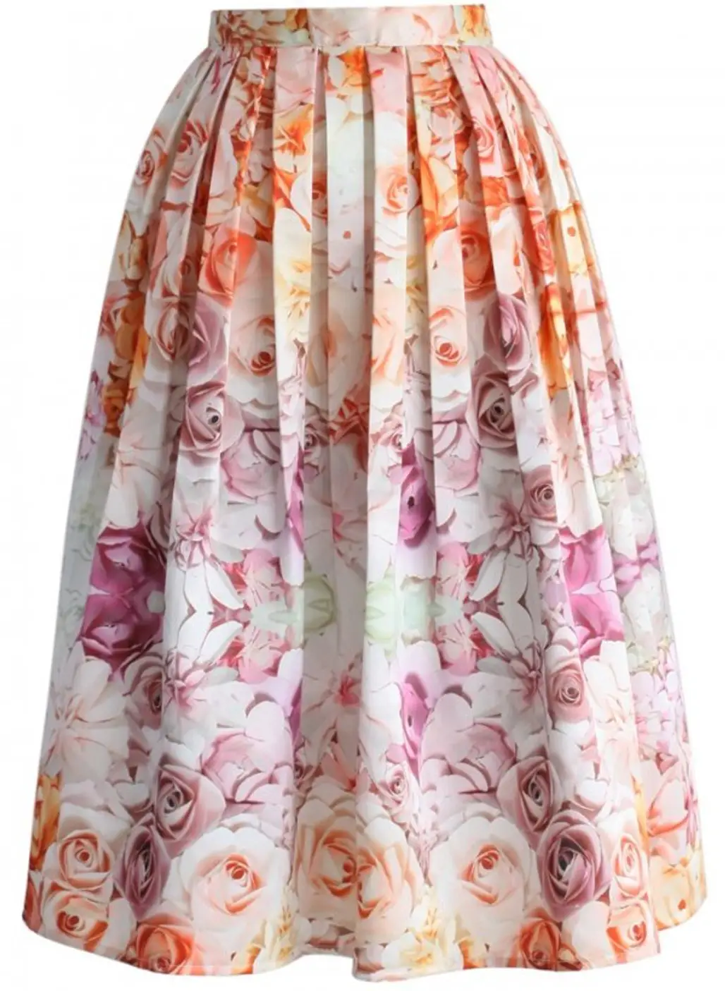 Flowers Whisper Pleated Midi Skirt