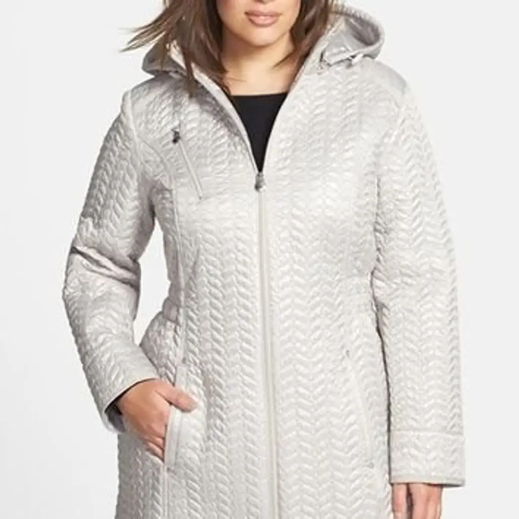 Plus Size Women's Laundry by Shelli Segal Packable Hooded Metallic Puffer Coat