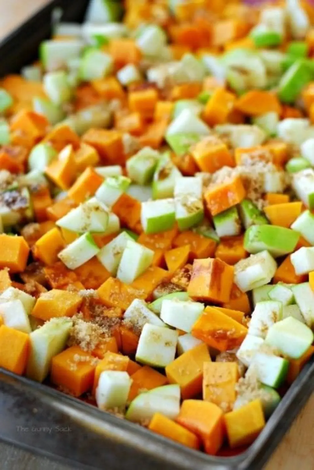 Roasted Butternut Squash with Green Apples and Candied Walnuts