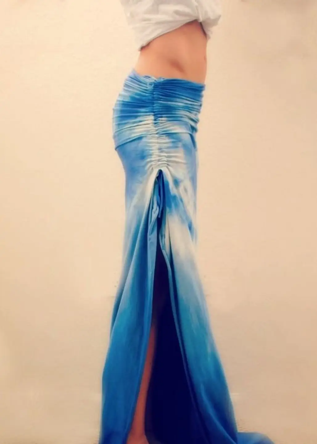 Ruched Tie Dye Maxi Skirt