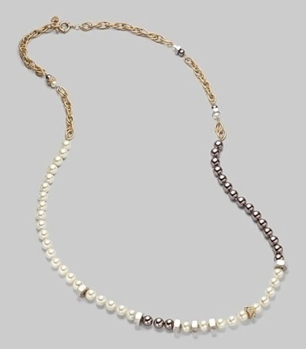 Marc by Marc Jacobs Pearl & Chain Long Bolt Necklace