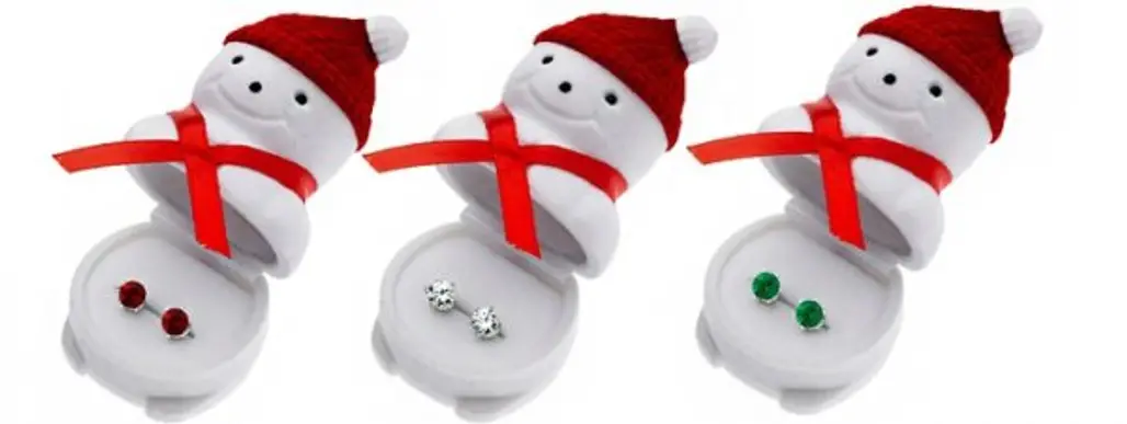 Swarvoski Stud Earrings in a Snowman Box