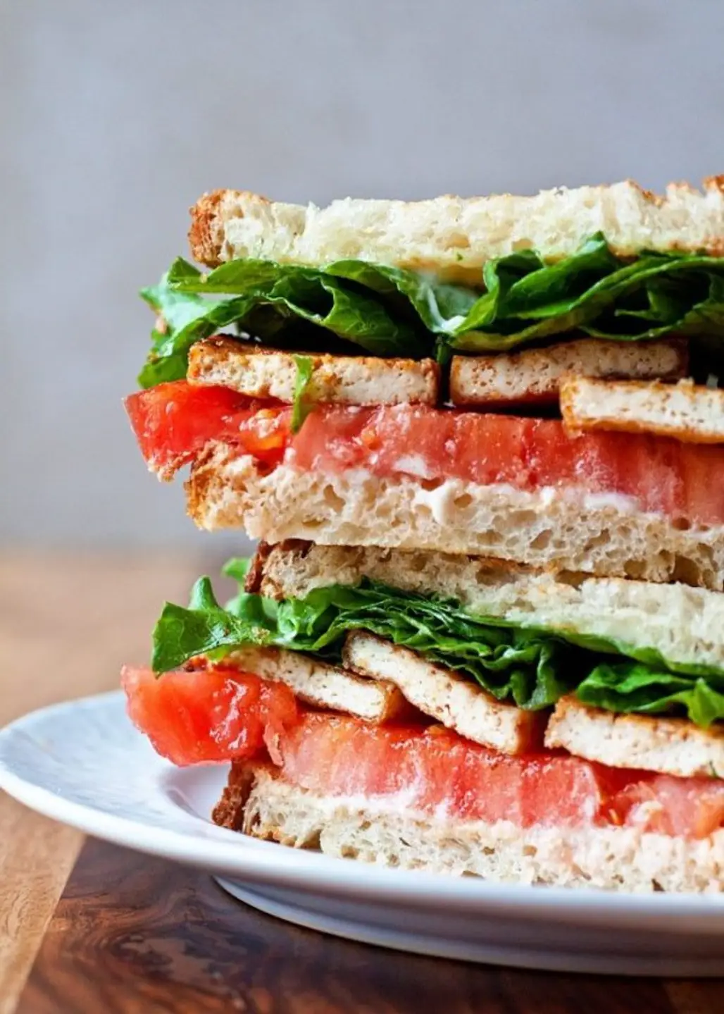 Smoky Tofu, Lettuce, and Tomato Sandwiches