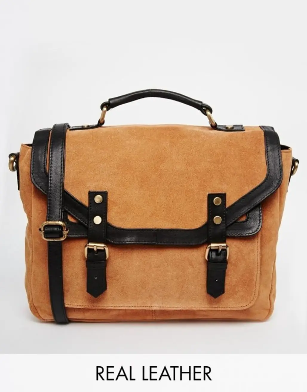 Suede and Leather Vintage Satchel Bag