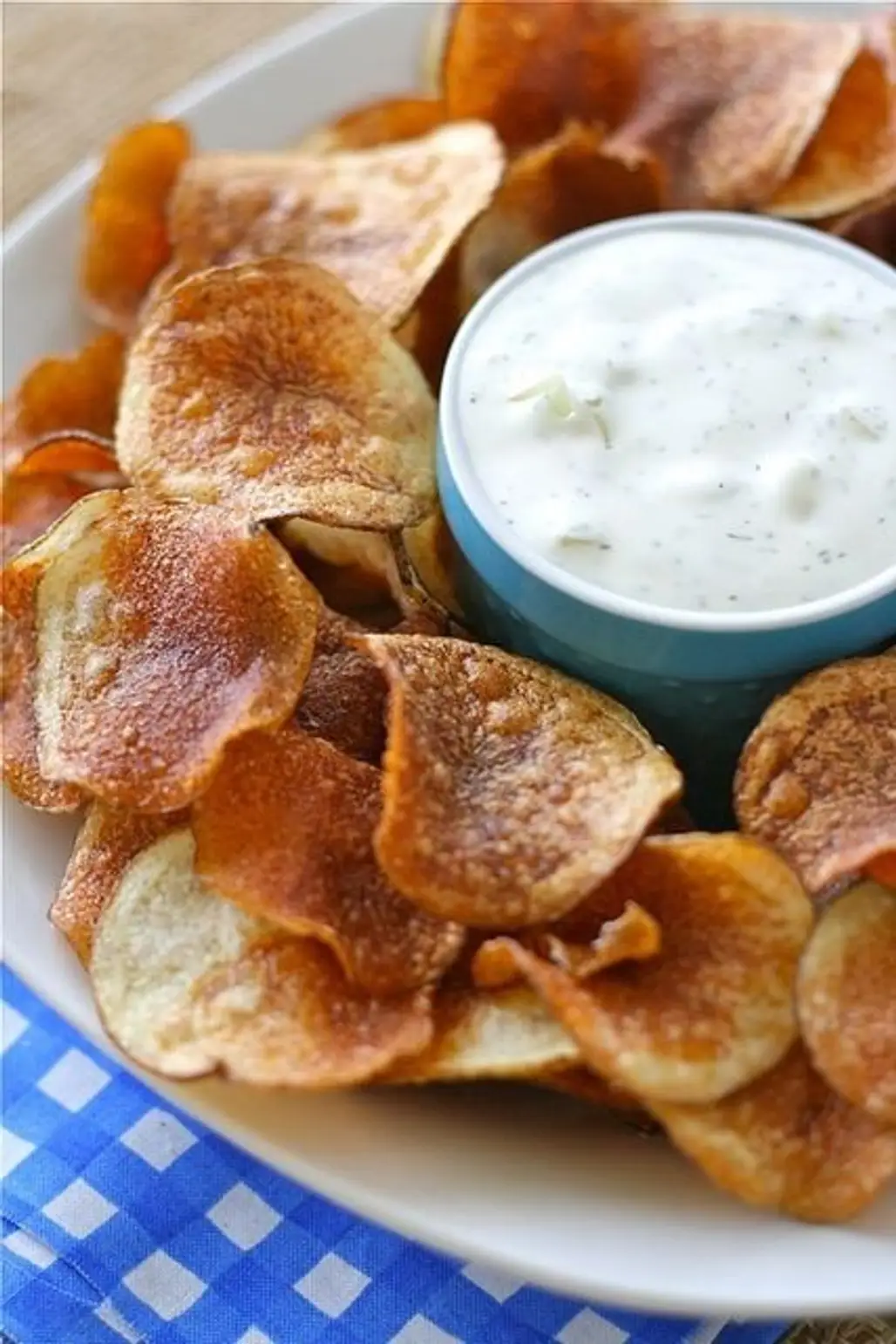 Homemade Kettle Chips with Onion Dill Dip