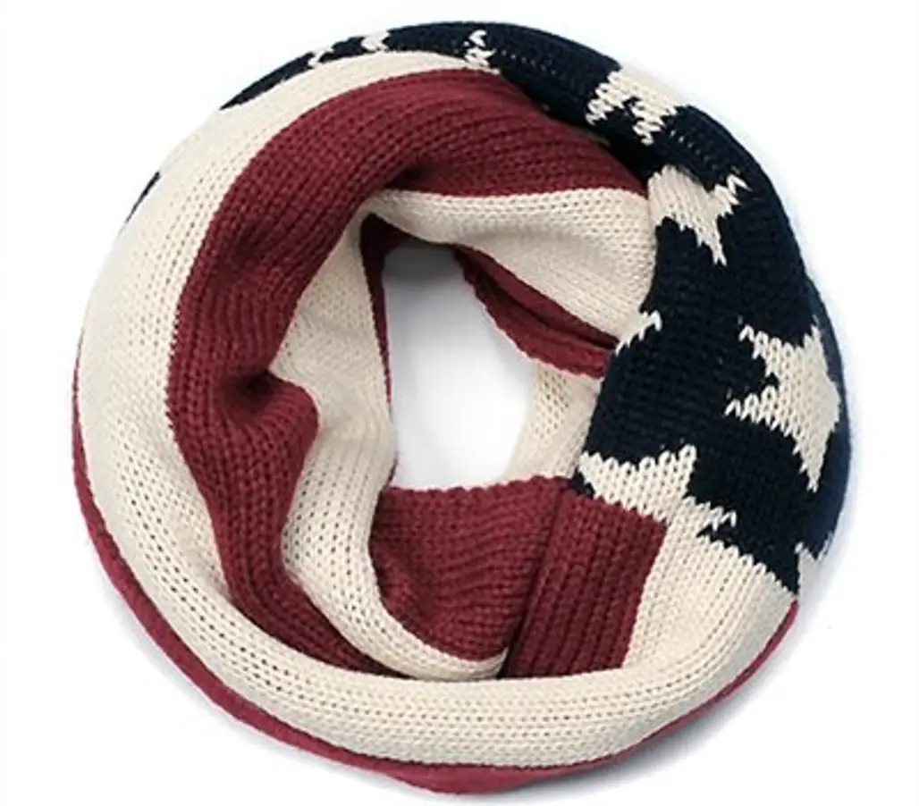 American Flag Print Knit Infinity Scarf