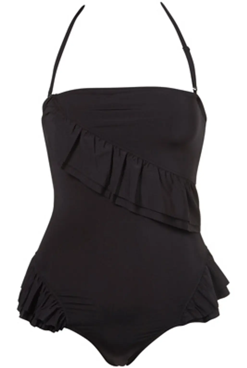 Topshop Black Slink Frill One Piece Swimsuit