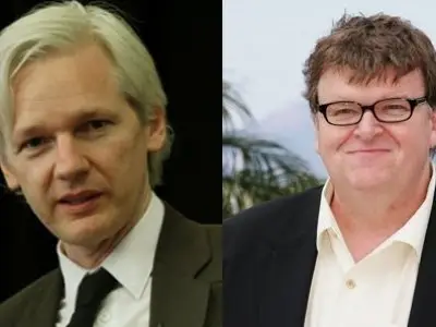 Michael Moore Plays Hero to WikiLeaks Cofounder...