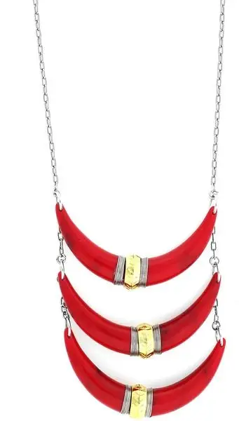 Jessica Simpson Necklace, Two-Tone Red Swag 3-Row Statement Necklace