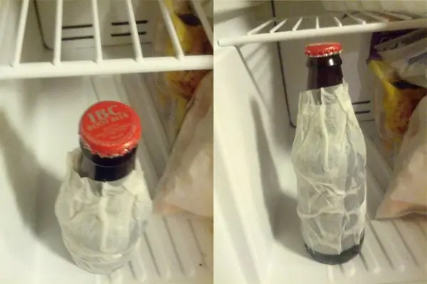 A Wet Paper Towel in the Freezer Will Cool down a Beer in Two Minutes
