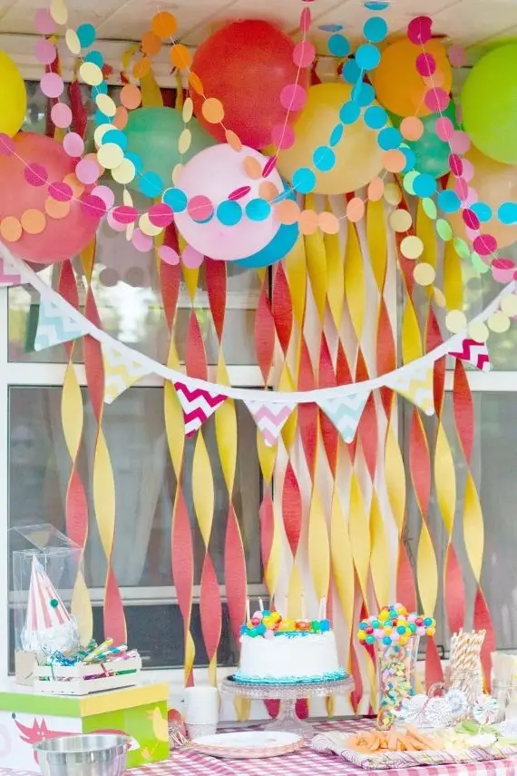 streamer decoration ideas photo - 1  Rainbow party decorations, Birthday party  decorations diy, Sesame street birthday party